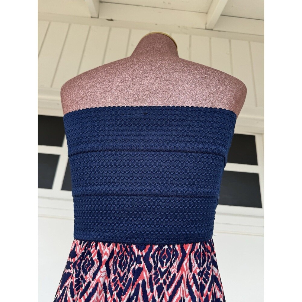 Trixxi Strapless Sweetheart Bandeau Maxi Dress Blue Navy Coral Pink Silicone SM - Picture 4 of 6